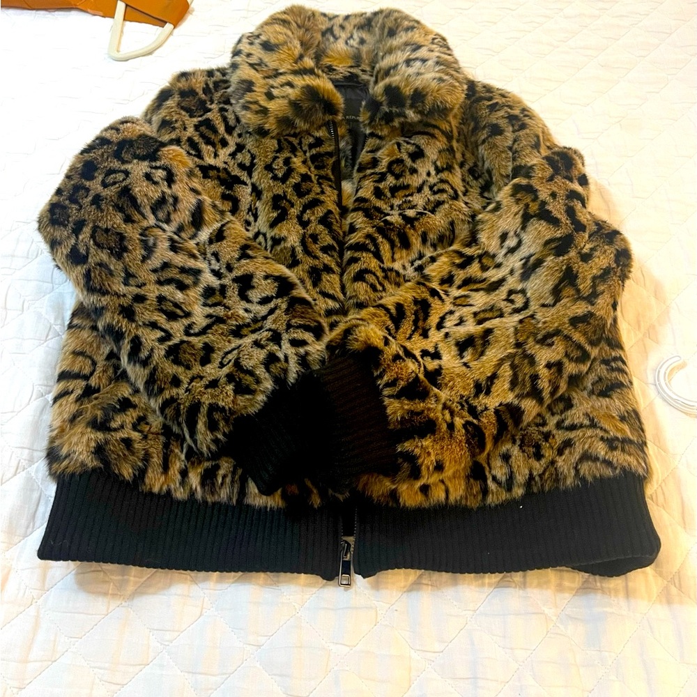 Banana Republic Leopard Print Bomber Jacket
